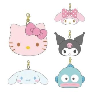 【小禮堂】Sanrio 三麗鷗 絨毛大臉伸縮票卡包 經典大臉款 Kitty 美樂蒂 酷洛米 大耳狗(平輸品)