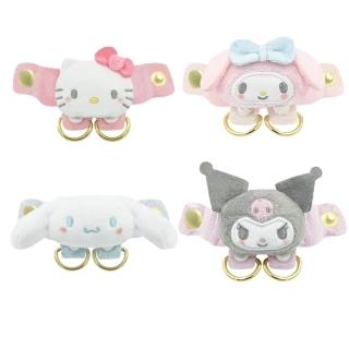 【小禮堂】Sanrio 三麗鷗 絨毛造型包包雙環鑰匙圈 大臉款 Kitty 大耳狗 美樂蒂(平輸品)