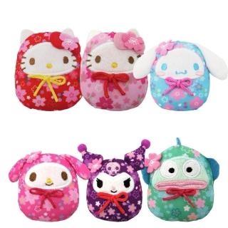 【小禮堂】Sanrio 三麗鷗 造型娃娃磁鐵 櫻花達摩款 Kitty 美樂蒂 酷洛米 大耳狗 人魚漢頓(平輸品)
