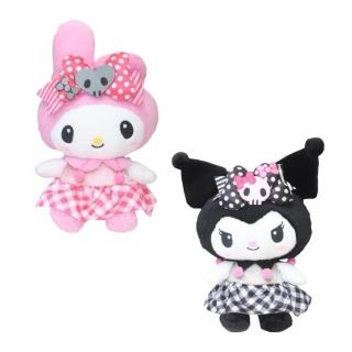 【小禮堂】Sanrio 三麗鷗 絨毛玩偶娃娃 M 粉黑派對 美樂蒂 酷洛米(平輸品)