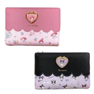 【小禮堂】Sanrio 三麗鷗 美樂蒂 50週年 皮質拉鍊短夾 50週年(平輸品)