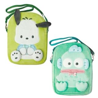 【小禮堂】Sanrio 三麗鷗 絨毛造型斜揹包 立體耳朵款 帕恰狗 人魚漢頓(平輸品)