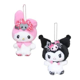 【小禮堂】Sanrio 三麗鷗 絨毛吊飾娃娃 粉黑派對 美樂蒂 酷洛米(平輸品)