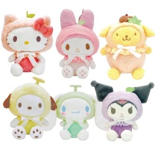 【小禮堂】Sanrio 三麗鷗 絨毛玩偶娃娃 水果頭套 Kitty 美樂蒂 大耳狗 布丁狗(平輸品)