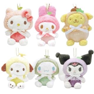 【小禮堂】母親節禮物 Sanrio 三麗鷗 絨毛玩偶吊飾 水果頭套 Kitty 美樂蒂 大耳狗 布丁狗(平輸品)