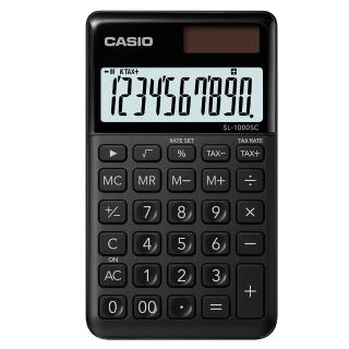 【CASIO 卡西歐】10位元璀璨晶耀攜帶型計算機-宇宙黑(SL-1000SC-BK)