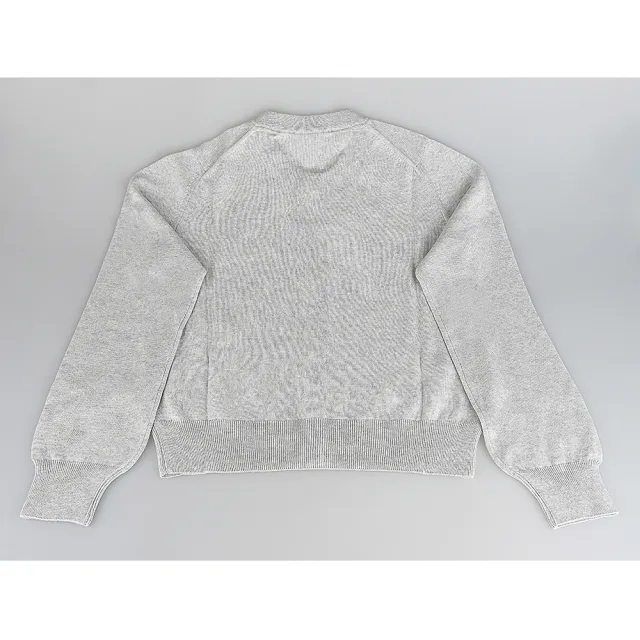 【Maison Kitsune】MAISON KITSUNE狐狸頭LOGO羊毛6鈕釦長袖圓領開襟衫(女款/淺灰)