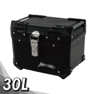 【Astutain】阿斯圖坦 30L 塑合金車尾箱 機車後箱 機車後備箱 機車置物箱 行李箱(內襯+靠背/黑)