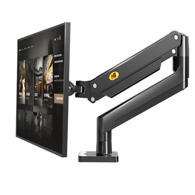 NORTH BAYOU G45 懸臂式氣壓顯示器支架，採用高強度鋁合金材質，最大承重2-12公斤，適用27吋、30吋、32吋、37吋、38吋、39吋、40吋顯示器。支援VESA 7.5x7.5cm~10x10cm安裝孔位，黑色系設計，產品尺寸43x16x11cm，中國製造，提供1年保固。完美解決桌面空間，提升工作效率的專業可調式配件。