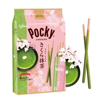 【Glico 格力高】官方直營 Pocky 百奇 櫻花抹茶棒-8袋入(95g)