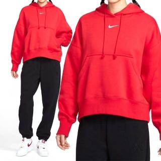 【NIKE 耐吉】Nsw Phnx Flc Oos Po Hood 女款 紅色 寬版 連帽T 磨毛 長袖 DQ5859-657
