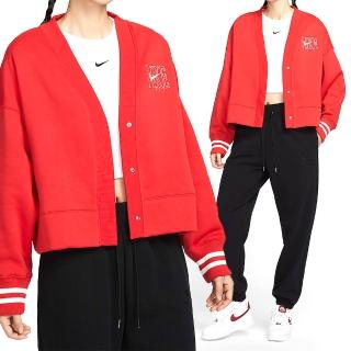 【NIKE 耐吉】PHNX FLC OOS GX CRDGN 女款 紅色 運動 休閒 寬版 針織 外套 HJ0947-657