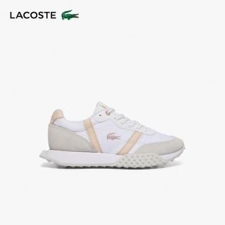【LACOSTE】女鞋- L-Spin Evo 皮革休閒運動鞋(白色/淺粉紅配色)