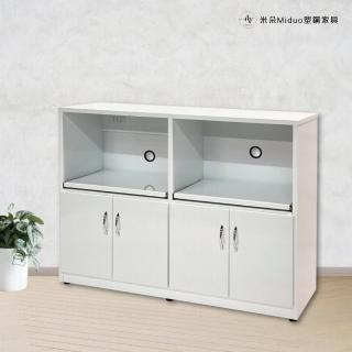 【Miduo 米朵塑鋼傢俱】4.3尺兩門兩拉盤塑鋼電器櫃 餐櫥櫃 防水塑鋼傢俱