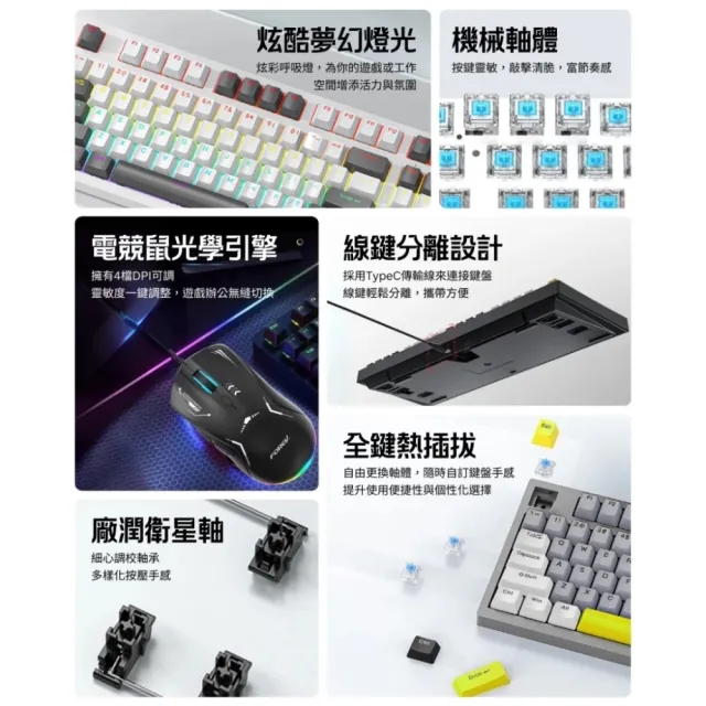 【一本店鋪】FOREV 機械鍵盤組 電競鍵盤(注音鍵盤 青軸款 機械鍵盤 電競鍵盤)