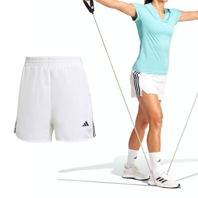 【adidas 愛迪達】3S Short High R 女款 白色 運動 休閒 吸濕 排汗 亞規 腰部鬆緊 短褲 JF4360