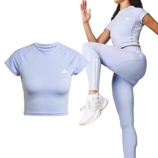 【adidas 愛迪達】HYGLM T Q1 女款 藍色 運動 休閒 上衣 訓練 慢跑 圓領 愛迪達 短袖 JC7231