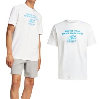 【adidas 愛迪達】GRFX Tee 男款 白色 運動 休閒 上衣 三葉草 圓領 愛迪達 短袖 JC8365