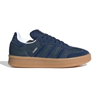 【adidas 愛迪達】Samba XLG 男鞋 女鞋 藍色 運動 膠底 皮革 厚底 情侶鞋 三葉草 愛迪達 休閒鞋 JQ7441