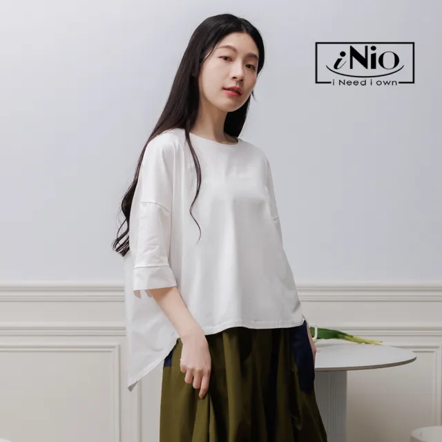 【iNio 衣著美學】短袖上衣 現貨 簡約圓領 五分袖上衣(CEW1013)