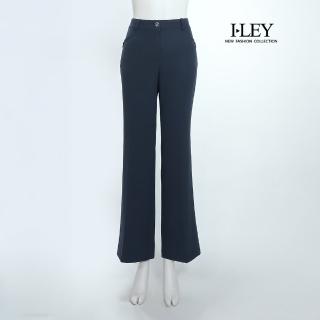 【ILEY 伊蕾】簡約質感九分小直筒褲(深藍；M-2L；1252016458)