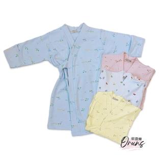 【Oluna 歐露娜】臺灣製 日式長袍 心福 中厚棉 和服 連身款(厚長袍 中厚長袍 純棉 反摺袖 新生兒長袍)