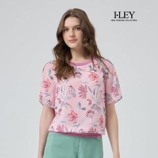 【ILEY 伊蕾】花漾浪漫拼接雪紡上衣(粉；M-2L；1251161401)