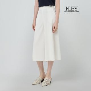 【ILEY 伊蕾】休閒七分縲縈寬褲(白；M-XL；1252016737)