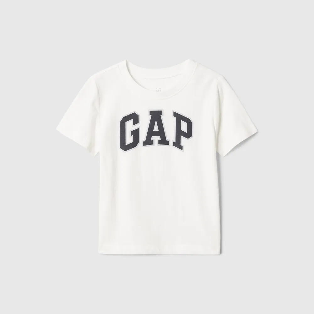 【GAP】男幼童裝 Logo純棉印花圓領短袖T恤-白色(609749)