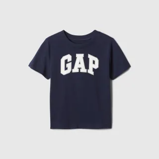 【GAP】男幼童裝 Logo純棉印花圓領短袖T恤-海軍藍(609749)