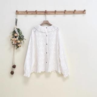 【巴黎精品】現貨+預購 日系襯衫長袖上衣(花邊蕾絲領刺繡文藝女裝2色a1ja12)