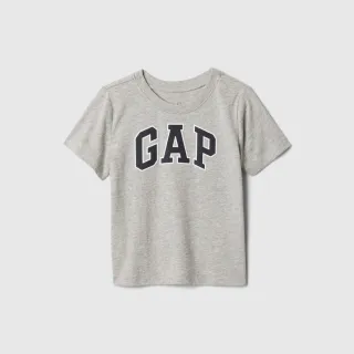 【GAP】男幼童裝 Logo純棉印花圓領短袖T恤-灰色(609749)