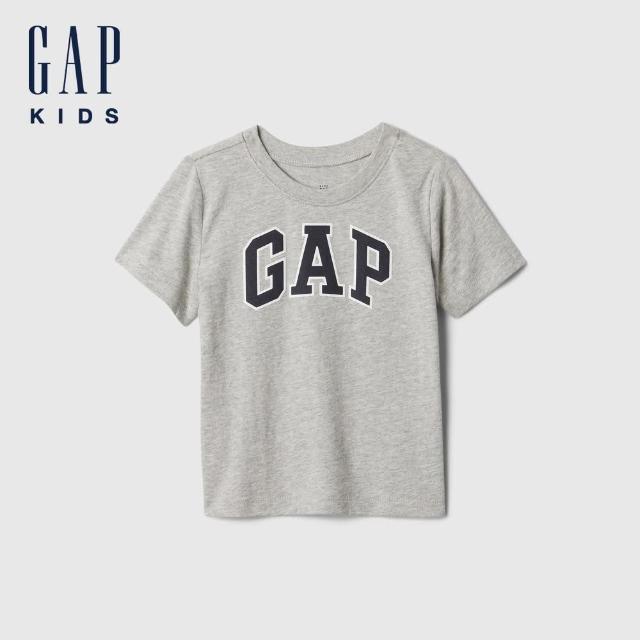 【GAP】男幼童裝 Logo純棉印花圓領短袖T恤-灰色(609749)