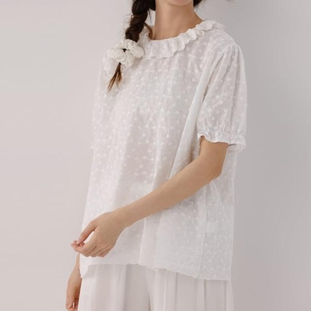 【巴黎精品】現貨+預購 日系襯衫短袖上衣(刺繡荷葉邊娃娃領寬鬆女裝2色a1ja32)