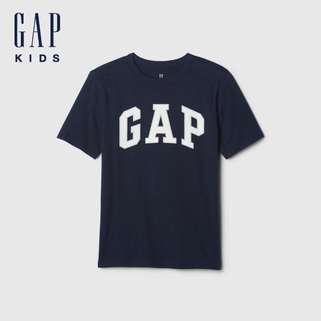 【GAP】男童裝 Logo純棉印花圓領短袖T恤-海軍藍(708370)