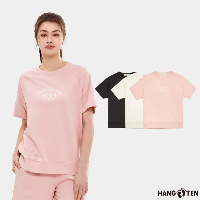 【Hang Ten】女裝-純棉毛圈布胸前繡花短袖T恤(多色選)