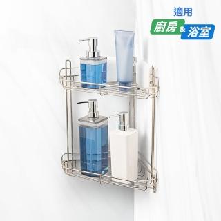 【3M】無痕 高承重304不鏽鋼收納系列(雙層三角置物架)