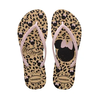 【havaianas 哈瓦仕】拖鞋 女鞋 夾腳拖 迪士尼 米妮 豹紋 Slim Disney 粉 4141203-0570W(哈瓦士)
