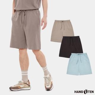 【Hang Ten】男裝-RELAXED FIT純棉毛圈布後口袋刺繡抽繩短褲(多色選)