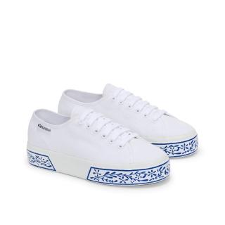 【SUPERGA】3.5cm厚底 休閒鞋 女鞋 青花瓷 3740 輕量系列 義大利 小白鞋(S3146EW-ACA)