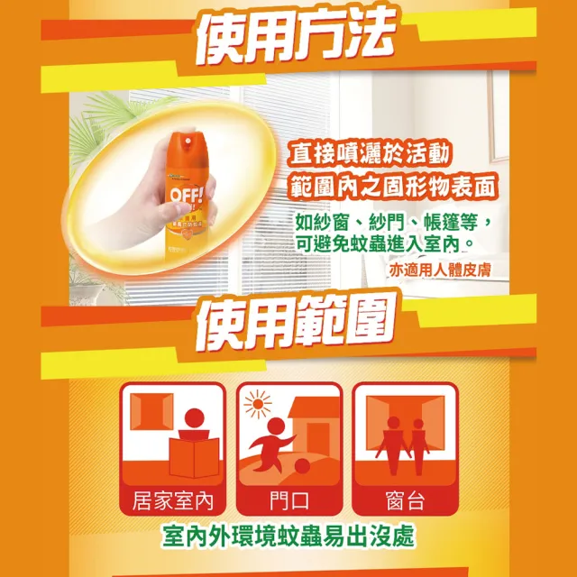 【OFF 歐護】家庭用噴霧式防蚊液180ml(三入組)