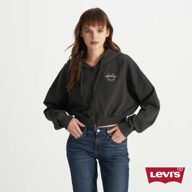 【LEVIS】女款 短版外套 胸口印花 舒適外套 熱賣單品 0016L-0001