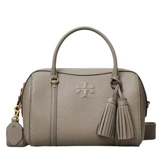 【TORY BURCH】THEA雙背帶荔枝皮手提/斜背波士頓包（蒼鷺灰）