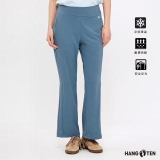 【Hang Ten】女裝-恆溫多功能-WIDE FIT 涼感3M吸濕快乾寬版長褲(松石綠)