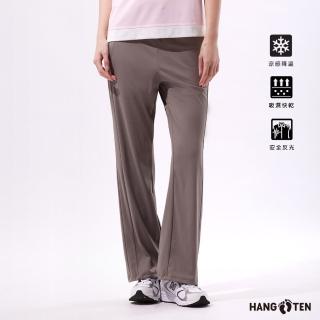 【Hang Ten】女裝-恆溫多功能-WIDE FIT 涼感3M吸濕快乾寬版長褲(棕)