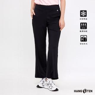【Hang Ten】女裝-恆溫多功能-WIDE FIT 涼感3M吸濕快乾寬版長褲(黑)