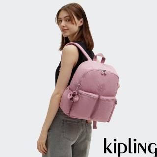 【KIPLING官方旗艦館】溫柔荷花粉多拉鍊收納後揹包-CHARNELL