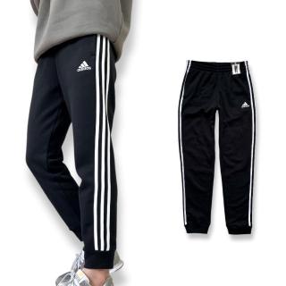 【adidas 愛迪達】青年版 男女可穿 經典三線褲 刷毛 修身縮口 休閒長褲 棉褲(AK5953)