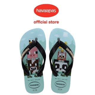 【havaianas 哈瓦仕】拖鞋 童鞋 兒童 夾腳拖 創世紀 Kids Top Minecraft 藍黑 4145125-1056K(哈瓦士)