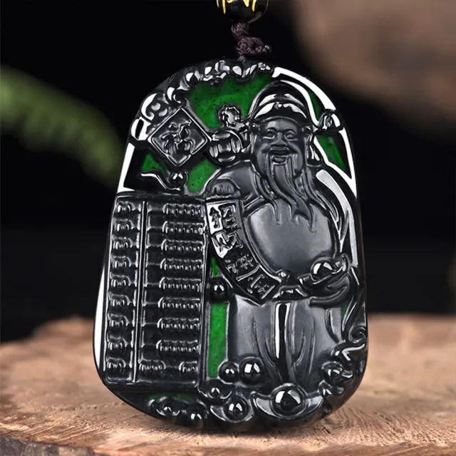 【MoonDy】飾品 項鍊 翡翠項鍊 財神 玉石 開運項鍊 佛像鍊 吊墜 冰種 掛件 發財 招財納福 財神爺 手串
